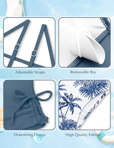 Image of Girls Tankini Swimsuits Two Piece Bathing Suit Drawstring Swimwear Set for Girls 7-18 Years