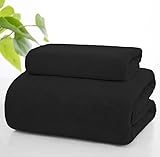 Beautiful Light Non-Slip Quick Dry Sweat Absorbent Microfiber Towel for Hot Yoga, Pilates, Yoga Mats, Workout, Home Gym, Exercise, Beach, Backpacking, Camp, Swim, and Sports (Black)