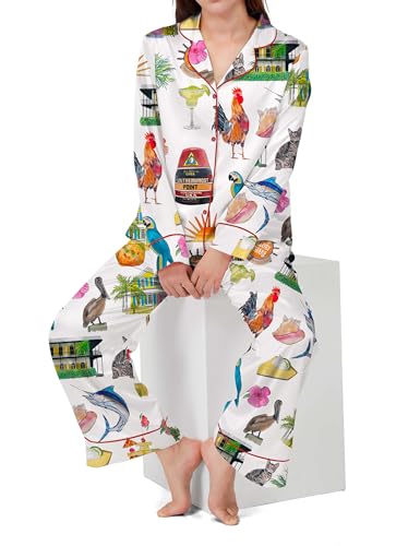 Image of SHESHOW Satin Pajamas for Women Set Long Sleeve Button Down Sleepwear 2 Piece Nightwear Women Pjs Sets Size XS-XXL