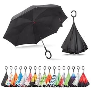 Sharpty Inverted, Windproof, Reverse Umbrella for Women with UV Protection, Upside Down with C-Shaped Handle