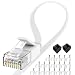 Cat 6 Ethernet Cable 25 ft, Jaremite Cat6 Internet Network Cable, Flat LAN Cable 25ft with RJ45 Connector for Router, Modem, PS4, Xbox (25 ft, White)