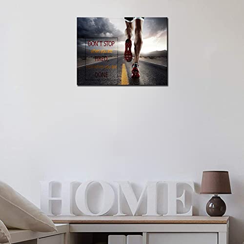 Muscle Bodybuilding Fitness Motivational Quotes Paintings Keep Running Pictures Sports Masculine Artwork Canvas Wall Art Living Room Home Decor Framed Ready To Hang Poster And Prints(12''Wx16''H) #TOP3