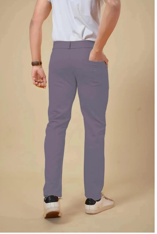Image of NoseQueen Men's Slim Fit Cargo Trousers | Stretchable Formal Men Trousers | Stylish Slim Fit Trouser for Men | Polycotton Knitted Fabric Pant for Men's