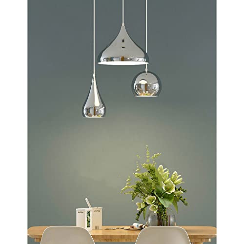 Petite suspension argentée E27 pour optimiser les petits espaces