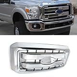 SAIQINGSP Front Radiator Grill Hood Grille Compatible with 2011-2016 F250 F350 F450 F550 XL Style Super Duty Chrome Grille Assembly Replace for BC3Z8200AA BC3Z8200G BC3Z-8200-G