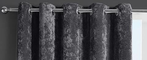 Kampala Hill Crushed Velvet Eyelet Ring Top Light Filtering Curtains Charcoal Black 66x90, W 66.1" x L 90.2" (2 Panels) - Image 2