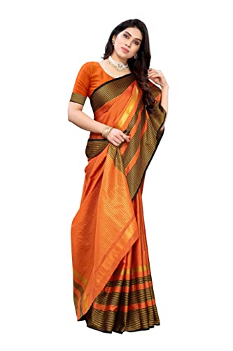 Image of VJ Fashion Women Cotton Silk Saree With Blouse Piece freesize