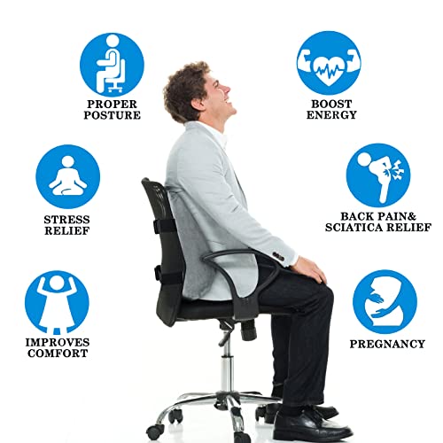Eyamumo Memory Foam Lumbar Support Back Pillow For Office Chair Back, Ergonomic Orthopedic Backrest Back Cushions With Adjustable Strap Breathable 3D Mesh For Office Chair, Computer Desk, Wheelchair #TOP6