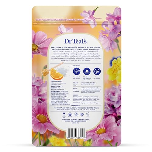 Dr Teal's Epsom Salt Magnesium Soak, Limited Edition Honey Blossom, 3 lbs (Pack of 4) - image 2