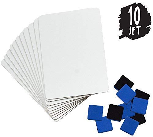 Dry Erase Lapboards - Quantity Whiteboard Pack with 10 Boards, 10 2 inch Felt Erasers - Without Markers - 10 Boards and Erasers