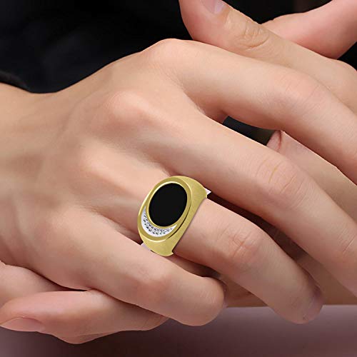 Rylos Mens Rings Gold Plated Silver Designer Ring With Diamonds And Black Onyx Rings For Men Men's Rings Silver Rings Sizes 8,9,10,11,12,13 Mens Jewelry #TOP21