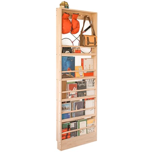 Wooden Kids Bookshelf, Wall Mount Shelf with Hooks, Organizer for Toys and Books, Space-Saving