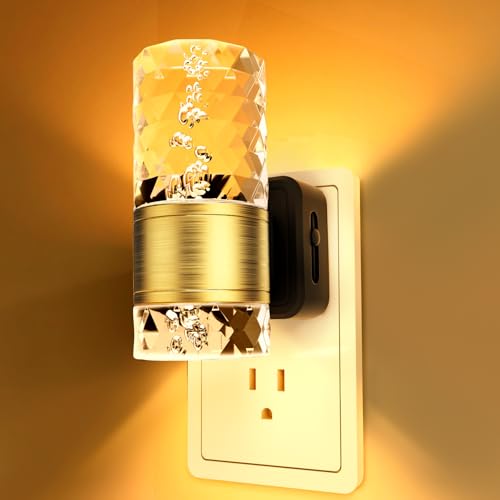 PKBD Night Light Plug in Wall with Dusk to Dawn Sensor, 3000K Warm White Light, Adjustable Brightness 100LM, Plug in Night Light for Bedroom, Hallway, Stair, Bathroom and Toddler, 1 Pack