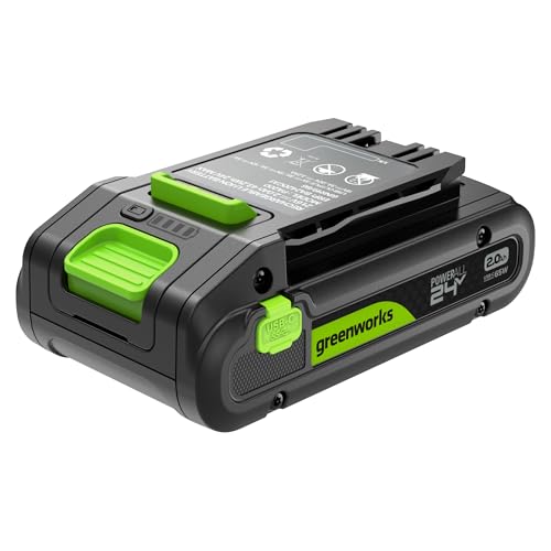 Greenworks 24V 2Ah High Power Battery with USB-C Port Li-Ion 24V 2.0 Ah Rechargeable Battery Suitable for all 200+ Greenworks 24V Devices 2-Year Warranty - PA200