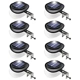 ROSHWEY Solar Fence Lights Outdoor Waterproof, 8 PCS Solar Deck Step Lamps Stainless Steel Bright 30 LED Railing Post Lights Weatherproof White Lighting for Fences Decks Steps Stairs Patio Garden