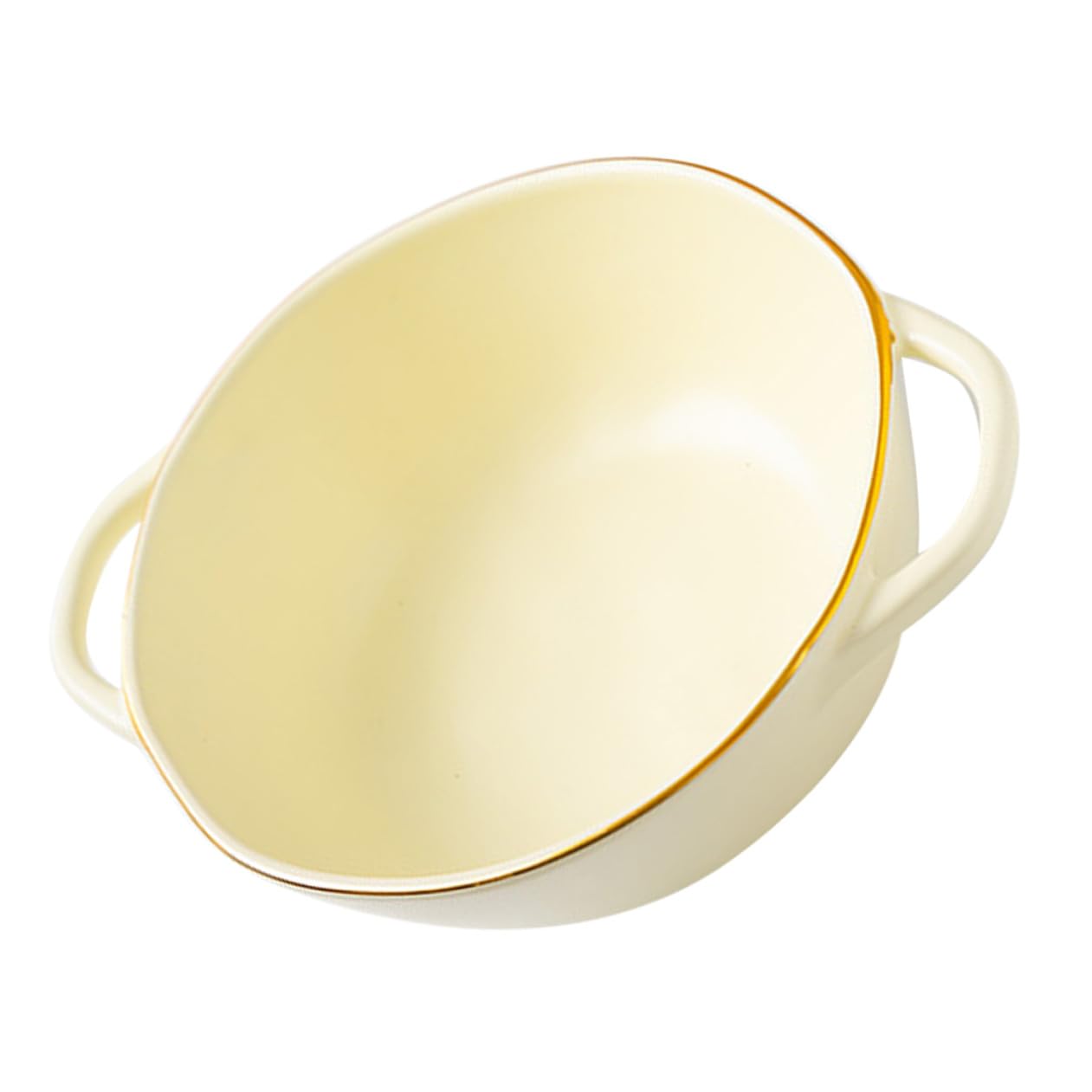 NUOBESTY Cuenco de Cerámica Doble Asa de 1200ml para Servir | Color Beige, Apto para Microondas y Lavavajillas, Resistencia al Calor y Acabado Simple