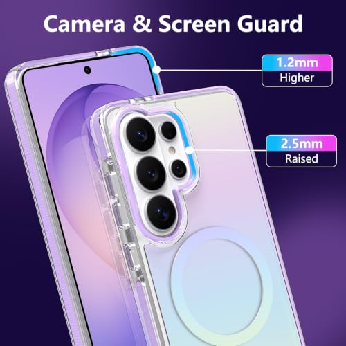 Image of Magnetic Case for Samsung Galaxy S26 Ultra [Compatible with Magsafe] [Anti-Yellowing] [1 Screen Protector] Slim Clear Iridescent Case for Galaxy S26 Ultra 6.9 inch, Purple