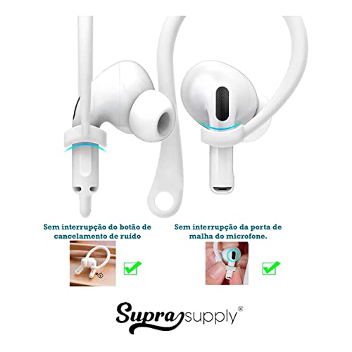 Suporte Fixador De Orelha P/Segurar Fone Compatível com AirPods 1 2 3 Pro (Branco)
