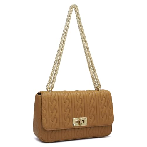 Image of Da Milano Genuine Leather Brown Shoulder Bag (Medium)