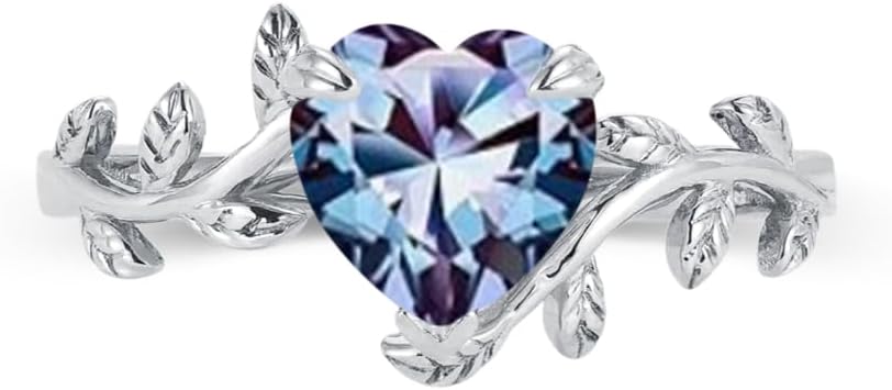 1 Carat Heart Cut Gemstone Engagement Ring for Women, 10K 14K 18K Solid Gold Bridal Birthstone Ring Leaf Vine Art Deco Wedding Promise Rings Gifts for Her Bride Wife Mom Nana Mothers Day