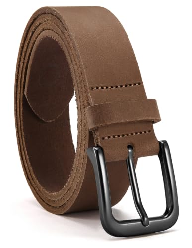 Image of CHAOREN Mens Belts Casual for Jeans - Full-Grain Leather, Durable Cowhide | Solid Buckle, Classic Style, Handmade, Daily Wear, Gift Box