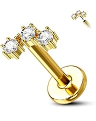 14K Gold Top-Titanium Post-16g-8mm