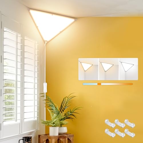 Upgraded Corner Light, 22W 2000LM LED Corner Lights for Living Room, 3000K/4000K/6000K Plug in Ceiling Lights with Switch, Lamp for Bedroom, Triangle Shape No Remote