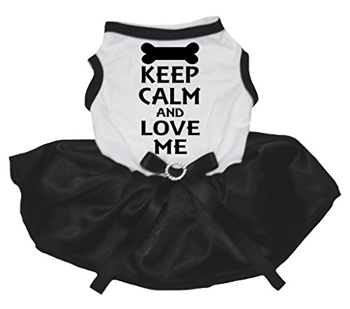 Robe chien Keep Calm pour fêtes et séances photo avec tutu noir et blanc