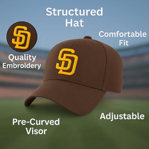 Gorra ajustable bordada color marrón con logo San Diego Baseball miniatura 5