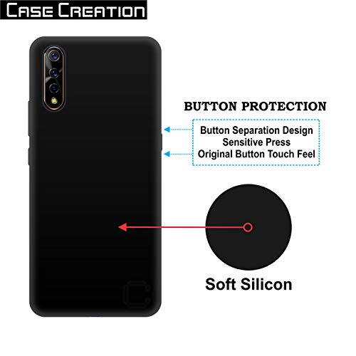 Image of Case Creation for VivoS1 2019 Back case, Vivo S1 Slim Flexible Smart Look case with 360 Camera All Angle Protection (Pure Black)