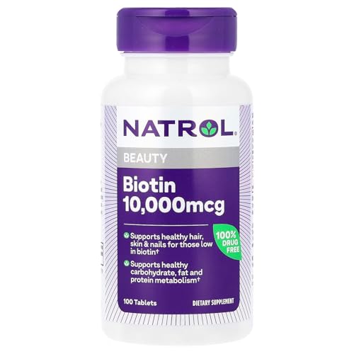 Natrol Biotin Maximum Strength 10,000 mcg Tablets, 500 Count, (Pack of 5)