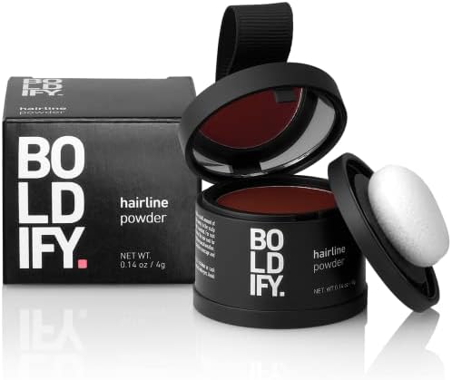BOLDIFY Hairline Powder Instantly Conceals Hair Loss, Root Touch Up Hair Powder, Hair Toppers for Women & Men, Hair Fibers for Thinning Hair, Root Cover Up, Stain-Proof 48 Hour Formula (Dark Auburn)
