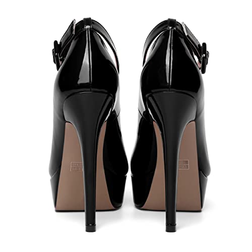 MOVINSTEPS Womens Ankle Strap Sexy Evening Patent Buckle Platform Round Toe Stiletto High Heel Pumps Shoes 5 Inch4