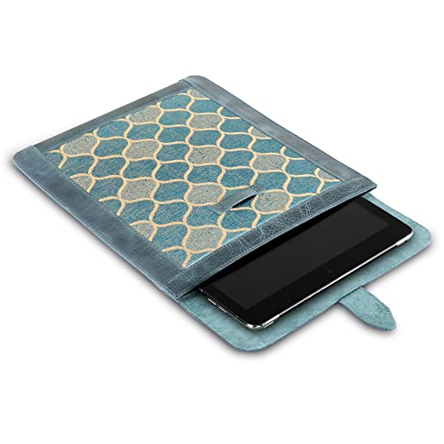 Londo Genuine Leather Keyboard Tablet Sleeve Case for 12.9" Tablets - Top Grain Leder - Secure Closure, Blue - Image 3