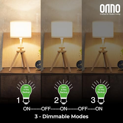 Image of ONNO 9W /12W Rechargeable Emergency Inverter LED Bulb | (Pack of 2, White) I Cool Day Light | Upto 4 Hours Battery | 3 Dimmable Modes | B22D | 1 Year - Warranty (9.0, Watts)