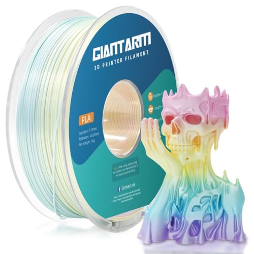 Image of GIANTARM 3D Printer Filament Silk PLA,1.75mm Gradient Rainbow PLA Color Changing Filament with Vacuum Packaging,1kg (2.2lbs) Spool,Dimensional Accuracy + /- 0.02 mm