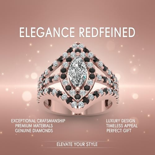 Image of Choose Your Gemstone Royal Empress Ring rose gold plated Marquise Shape Halo Engagement Rings Affordable for your Girlfriend, Wife, Partner Wedding US Size 4 to 12