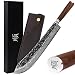 YOUSUNLONG 356mm (14 pollici) Coltello spezzatore naso di toro lunghezza extra martellato super affilato VG10 acciaio damasco manico in legno di noce naturale con pelle