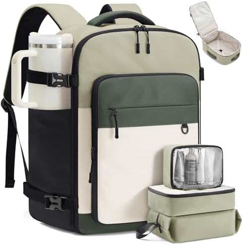 LOVEVOOK Travel Backpack for Women & Men, 40L Large Airline Approved Carry on Backpack for Travel, TSA Personal Item Travel Bag with 3 Packing Cubes, Waterproof Travel Essentials Bag fits 17" Laptop