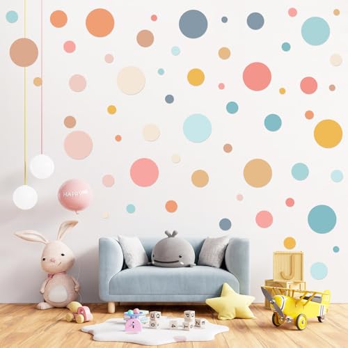 Zonon 264 Pcs Polka Dot Wall Decals for Classroom Decor Kids Circle Wall Sticker Vinyl Peel and Stick Colorful Removable for Nursery Bedroom Playroom...