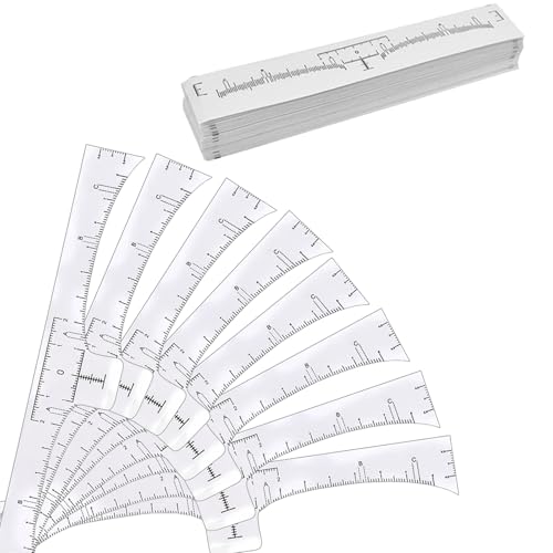 Hsyadazi Regla para cejas, 100 unidades, translúcida, signo de cejas, regla, pegatinas para principiantes, desechables, maquillaje permanente, plantillas para microblading