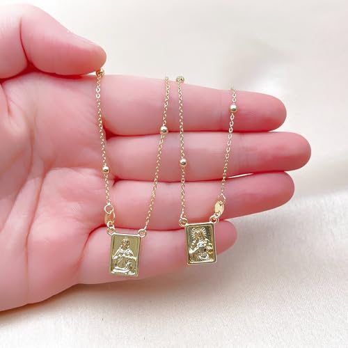 Religious Scapular Necklace, Sacred Heart of Jesus and Our Lady of Mount Carmel Medallions, 14k Gold Laminated Brass, 26 Inches3