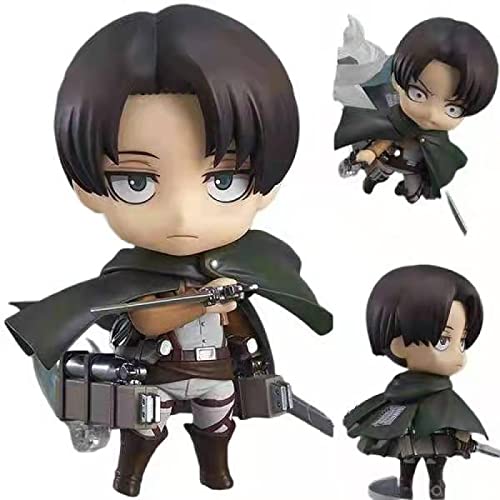 Anime Attack on Titan: Levi Ackerman Q Version Nendoroid Detachable Body Accessory Face Changing Figure 10cm PVC Anime Figurine Model Adult Toy Game Collectibles Desktop Decoration Gift