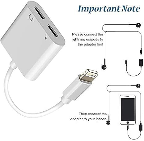 [Apple MFi Certified] Dual 2in1 Lightning Headphone Audio & Charger Adapter Splitter for iPad,2 Pack iPhone Headphone Adapter for iPhone 14/13/ 12/11/ XS/XS Max/XR/X/ 8/8plus/7/7 Plus/iPad