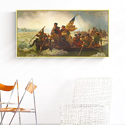 Zzpt Washington Crossing The Delaware Painting Poster By Emanuel Leutze - Modern Art Wall Decor - Inspirational Canvas Wall Art Print Picture For Bedroom Living Room Office Unframed (12X24In/30X60Cm) #TOP2