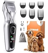 oneisall Dog Clippers for Grooming Thick Hair, Low Noise Cordless Dog Shavers, 2-Speed Pet Hair T...