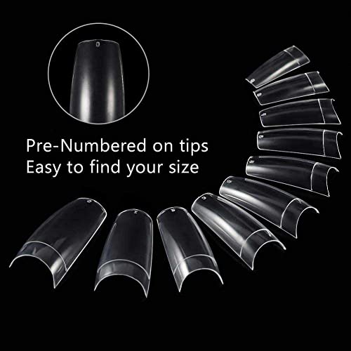 Coffin Nails Tips, Half Cover Acrylic Nail Tips, 100Pcs Fake Nails Artificial False Nails Tips 10 Sizes With Case For Nail Art Salons And Home Diy #TOP2