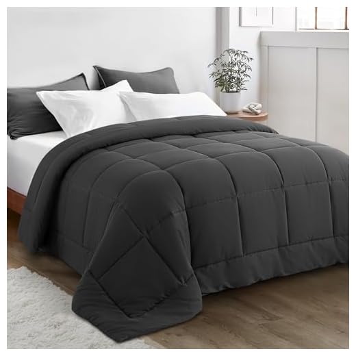 KELTARO Oversized King Plus Comforter 128''x120'' - Extra Large Cooling All Seasons Down Alternative Lightweight Quilted Duvet Insert with Corner Tabs - Dark Grey