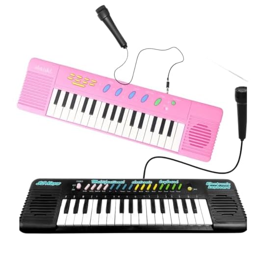 Teclado Infantil Musical Teclas Keys Com Microfone Piano (Rosa)