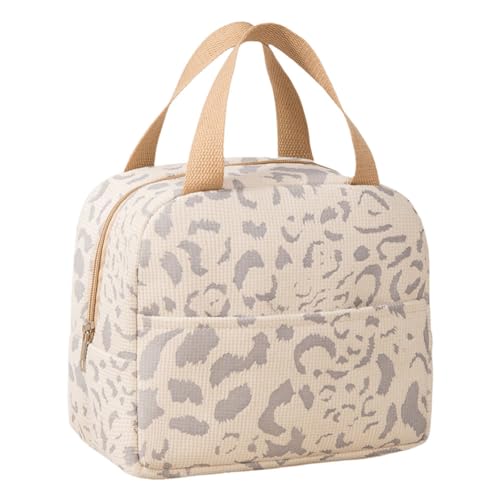 Insulated Lunch Bag, Portable Thermal Leak-Proof Lunch Bag for Women Girls, Reusable Lunches Tote Bags Waterproof, Lunches Cool Bags with Zipper for Work Office School Picnic (Beige)